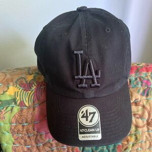 Unisex 47 LA Dodgers Black Embroidered MLB Adjustable Ball Cap W/Gold Hardware